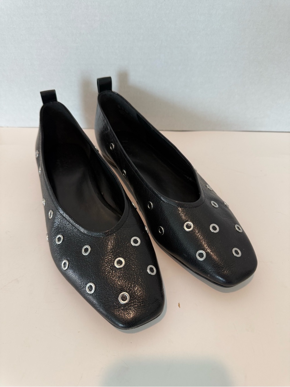 Naturalizer Womens Carla 2 Black Leather Slip On Ballet Flats Shoes
